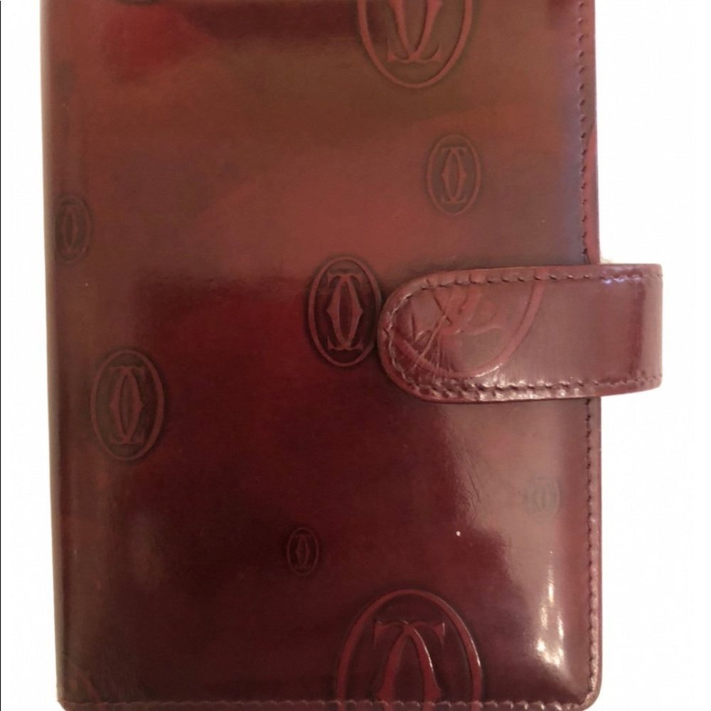 Vintage Cartier Happy Birthday Fillable PM Agenda. Cartier Patent Leather Wallet